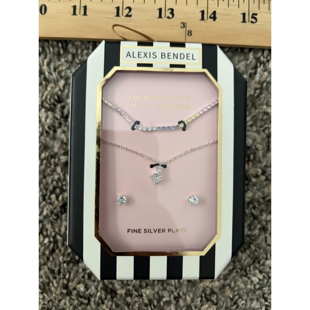 Alexis Bendel 3 pc necklace and earring set fine silver plated